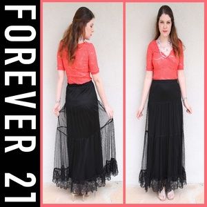 Gothic Black Lace Maxi Skirt